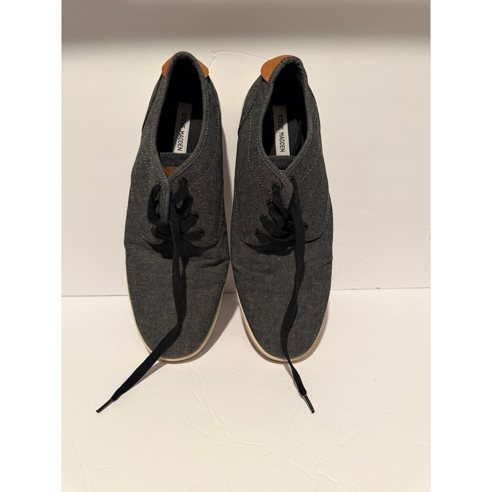 Steve Madden Mens Grey Canvas Lace-Up Sneakers Low Top Casual Shoes 11.5